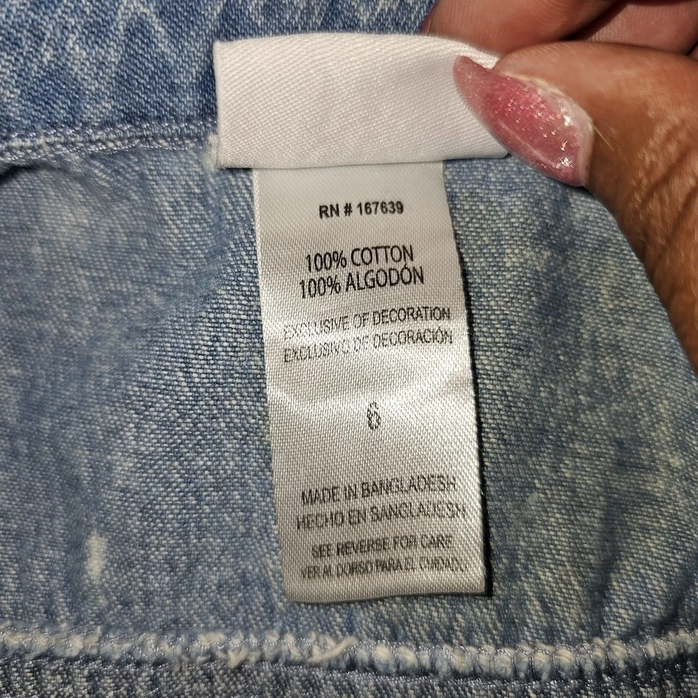 Kids Little Lass Blue Cropped Jean Jacket with Distressed Texture